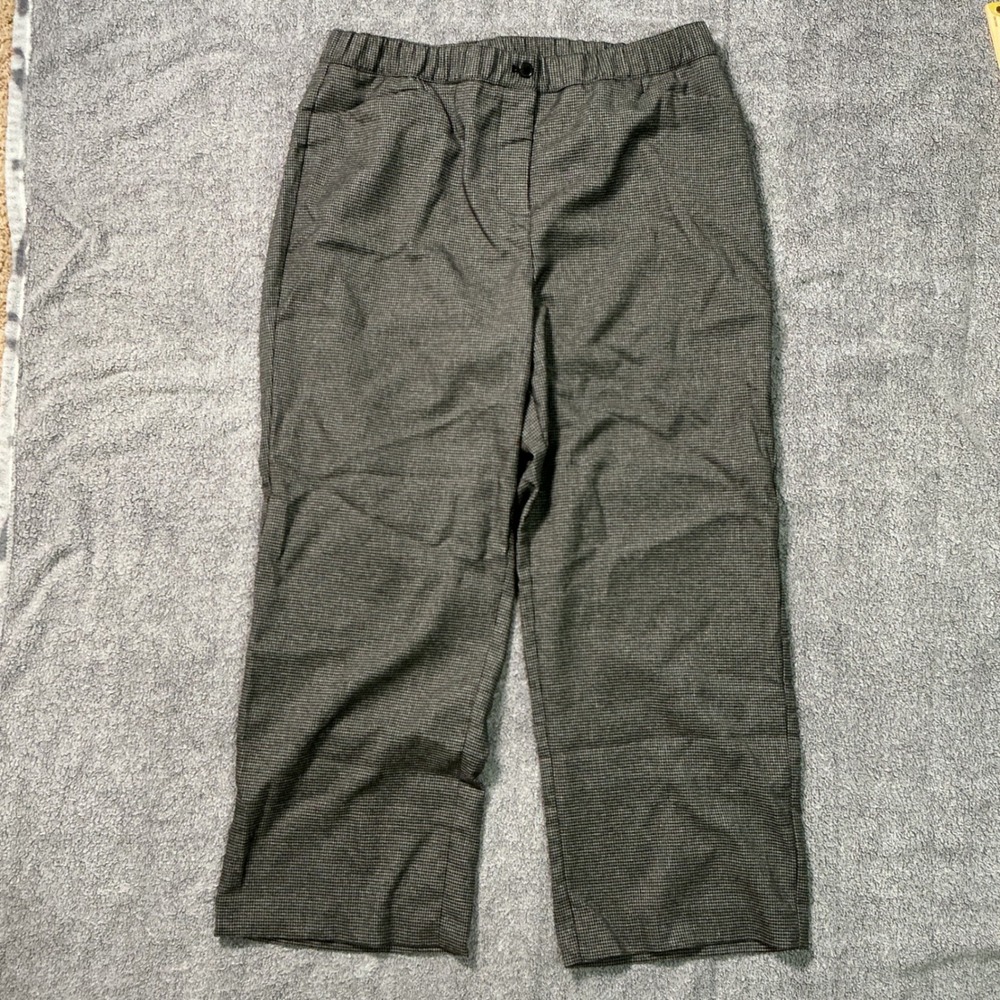 Maggie Barnes Catherines Womens 16WP Petite Houndstooth Elastic Pants Black